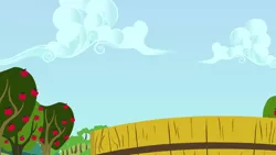 Size: 1280x720 | Tagged: safe, derpibooru import, screencap, on your marks, apple, apple tree, background, cloud, food, image, no pony, png, scenic ponyville, sweet apple acres, tree