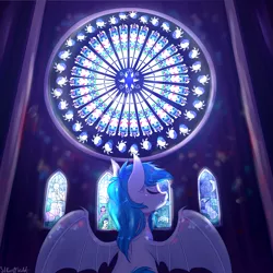 Size: 3000x3000 | Tagged: safe, artist:silbersternenlicht, derpibooru import, oc, oc:power note, bat pony, album cover, cathedral, church, holly, image, png, praying
