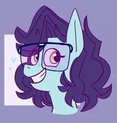Size: 922x968 | Tagged: safe, artist:saltysel, derpibooru import, oc, unofficial characters only, pegasus, pony, abstract background, bust, female, glasses, grin, image, jpeg, mare, pegasus oc, smiling, solo, wings