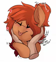 Size: 1855x2048 | Tagged: safe, artist:beardie, derpibooru import, oc, oc:cinnamon, closed mouth, cute, eyes closed, heart, image, jpeg, ocbetes, scratching, tongue out