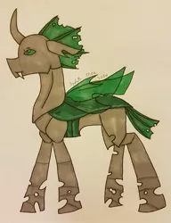 Size: 1572x2048 | Tagged: safe, artist:agdapl, derpibooru import, changedling, changeling, changelingified, crossover, green changeling, image, jpeg, male, signature, solo, species swap, team fortress 2, traditional art