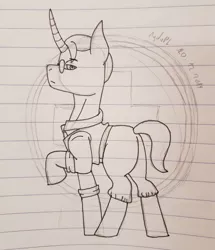 Size: 3024x3515 | Tagged: safe, artist:agdapl, derpibooru import, ponified, pony, unicorn, boots, clothes, glasses, horn, image, jpeg, lined paper, male, medic, raised hoof, shoes, signature, solo, stallion, team fortress 2, traditional art