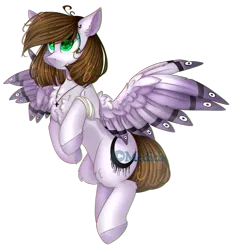 Size: 2132x2236 | Tagged: safe, artist:mediasmile666, derpibooru import, oc, unofficial characters only, pegasus, pony, bandage, colored wings, female, image, jewelry, mare, pendant, png, simple background, solo, spread wings, transparent background, wings