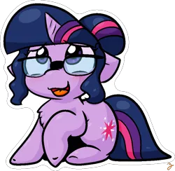 Size: 789x769 | Tagged: safe, artist:zutcha, derpibooru import, sci-twi, twilight sparkle, ponified, pony, unicorn, equestria girls, chest fluff, equestria girls ponified, female, hair bun, image, mare, png, raised hoof, simple background, solo, transparent background, unicorn sci-twi, white outline
