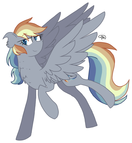 Size: 1348x1459 | Tagged: safe, artist:gallantserver, derpibooru import, oc, oc:coriolis force, pegasus, pony, ear piercing, earring, female, image, jewelry, magical lesbian spawn, mare, offspring, parent:lightning dust, parent:rainbow dash, parents:rainbowdust, piercing, png, simple background, solo, transparent background