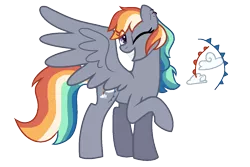 Size: 1249x832 | Tagged: safe, artist:gallantserver, derpibooru import, oc, oc:coriolis force, pegasus, pony, ear piercing, earring, female, grin, image, jewelry, magical lesbian spawn, mare, offspring, one eye closed, parent:lightning dust, parent:rainbow dash, parents:rainbowdust, piercing, png, raised hoof, simple background, smiling, solo, transparent background, wink