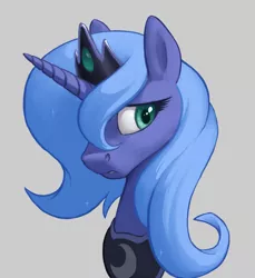 Size: 825x900 | Tagged: safe, artist:amarynceus, edit, editor:edits of hate, editor:unofficial edits thread, princess luna, alicorn, pony, bust, female, gray background, image, jpeg, mare, s1 luna, simple background, solo, watermark removal, worried