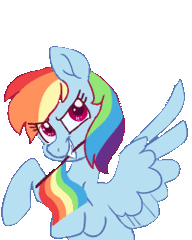 Size: 200x250 | Tagged: safe, artist:guzzlord, derpibooru import, rainbow dash, pegasus, pony, animated, blinking, female, flag, gay pride, gay pride flag, gif, grin, holding, image, lesbian, mouth hold, pride, pride flag, raised hoof, simple background, smiling, solo, transparent background