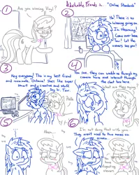 Size: 4779x6013 | Tagged: safe, artist:adorkabletwilightandfriends, derpibooru import, octavia melody, vinyl scratch, comic:adorkable twilight and friends, adorkable, adorkable friends, are ya winning, blushing, bow, comic, computer, controller, curtains, cute, disgusted, dork, excited, gaming, grossed out, happy, humor, image, internet, meme, microphone, png, rain, request, requests, slice of life, streaming, tavi, video game, window