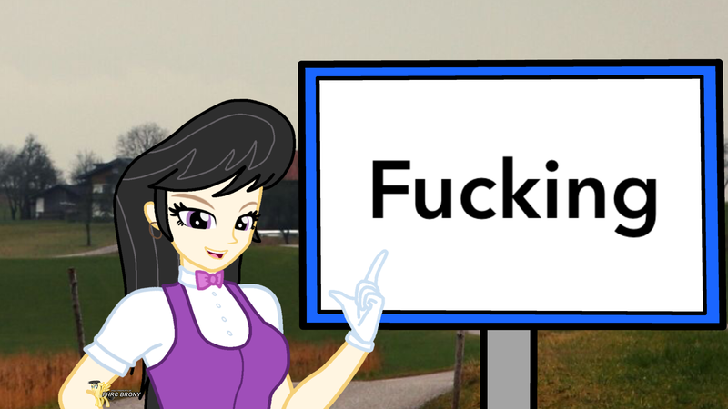 Size: 3840x2160 | Tagged: safe, artist:forzaveteranenigma, derpibooru import, octavia melody, human, austria, female, fucking, high res, humanized, image, irl, irl background, photo, png, sign, slang, solo, village, vulgar, wrong neighborhood