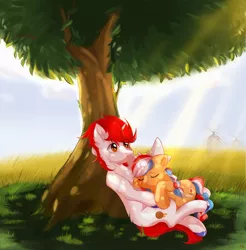 Size: 3104x3153 | Tagged: artist needed, safe, derpibooru import, oc, oc:ember, oc:ember (hwcon), oc:stroopwafeltje, unofficial characters only, earth pony, pony, unicorn, earth pony oc, female, hearth's warming con, high res, horn, image, male, mare, mascot, netherlands, png, ponycon holland, stallion, tree, unicorn oc, windmill