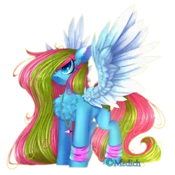 Size: 2449x2449 | Tagged: safe, artist:mediasmile666, derpibooru import, oc, oc:media smile, unofficial characters only, pegasus, pony, chest fluff, female, high res, image, jewelry, mare, pegasus oc, pendant, png, simple background, solo, spread wings, standing, transparent background, wings