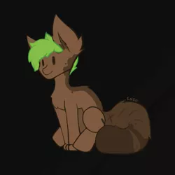 Size: 1083x1083 | Tagged: safe, artist:enzodoesart, derpibooru import, oc, oc:enzo, original species, brown fur, fluffy, green hair, image, not porn, png, simple background, sitting, solo, tail