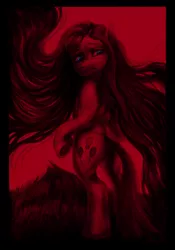 Size: 3776x5384 | Tagged: safe, artist:misstwipietwins, derpibooru import, pinkie pie, earth pony, pony, absurd file size, absurd resolution, cursed image, image, nightmare fuel, pinkamena diane pie, png, red hue, solo