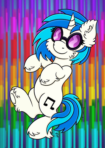 Size: 1280x1793 | Tagged: safe, artist:dawn-designs-art, derpibooru import, vinyl scratch, pony, unicorn, abstract background, cheek fluff, digital art, ear fluff, floating, fluffy, image, jpeg, solo, underhoof, unshorn fetlocks