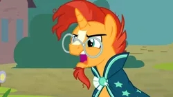 Size: 1920x1080 | Tagged: safe, derpibooru import, screencap, sunburst, pony, unicorn, the parent map, angry, cloak, clothes, glasses, image, male, open mouth, png, stallion, sunburst's cloak, sunburst's glasses