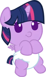 Size: 1024x1697 | Tagged: safe, artist:megarainbowdash2000, derpibooru import, twilight sparkle, alicorn, pony, baby, baby alicorn, baby eyes, baby pony, babylight sparkle, cute, cute baby, dawwww, diaper, image, infant, infant twilight, newborn, newborn baby, newborn filly, newborn foal, newborn infant, png, vector, white diaper, younger