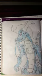 Size: 1280x2276 | Tagged: safe, artist:infinitydragon900, derpibooru import, trixie, dragon, dragoness, dragonified, female, image, jpeg, solo, species swap, traditional art, trixiedragon, wings