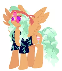 Size: 1280x1468 | Tagged: safe, artist:teafrown, derpibooru import, oc, oc:tropical lotus, unofficial characters only, pegasus, pony, clothes, dreadlocks, glasses, image, jpeg, offspring, parent:tree hugger, parent:zephyr breeze, parents:zephyrhugger, shirt, simple background, solo, spread wings, white background, wings