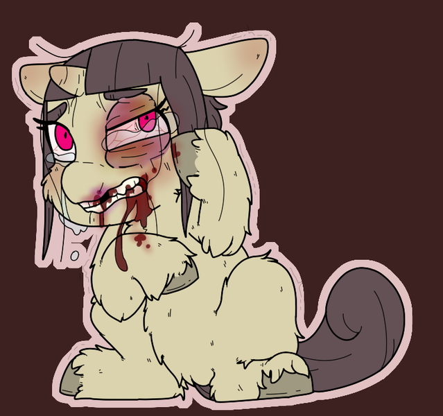 Size: 749x703 | Tagged: explicit, grimdark, artist:sexygoatgod, fluffy pony, unicorn, abuse, beaten up, begging, black eye, blood, bloodshot eyes, fluffy pony grimdark, image, png, purple eyes