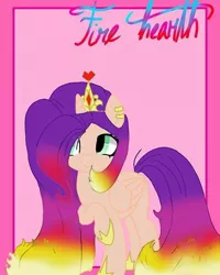 Size: 640x800 | Tagged: safe, alternate version, artist:_goddesskatie_, derpibooru import, princess cadance, sunset shimmer, alicorn, pony, base used, ear piercing, earring, eyelashes, female, fusion, hoof shoes, horn, image, jewelry, jpeg, mare, piercing, raised hoof, smiling, tiara, wings