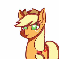 Size: 500x500 | Tagged: safe, artist:freakdreams, derpibooru import, applejack, earth pony, pony, add a tag, animated, blinking, female, gif, heart eyes, i love you, image, mare, simple background, solo, talking, white background, wingding eyes
