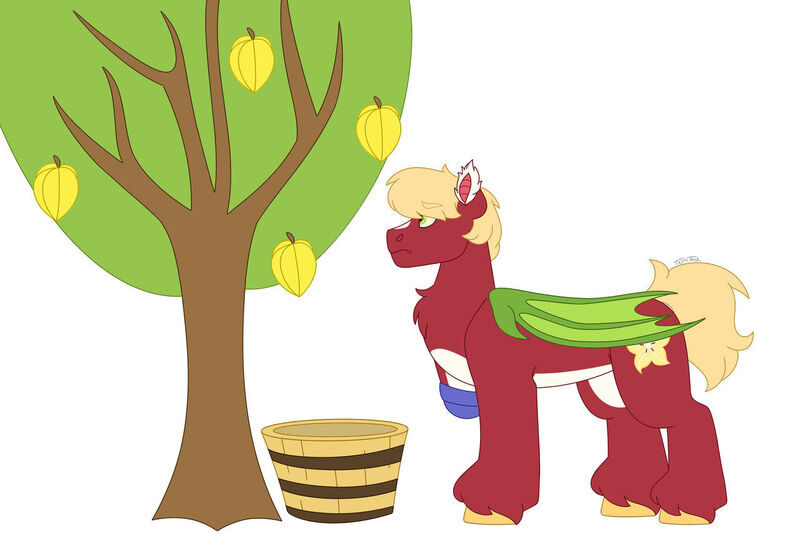 Size: 1280x854 | Tagged: safe, artist:itstechtock, derpibooru import, oc, oc:passion fruit, bat pony, pony, amputee, image, jpeg, male, simple background, solo, stallion, tree, white background