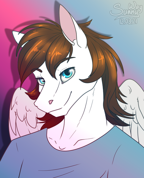 Size: 968x1200 | Tagged: safe, artist:sunny way, derpibooru import, oc, anthro, pegasus, pony, anthro pony, art, artwork, bust, digital art, finished commission, finishedcommission, image, male, my little pony, png, portrait, sketch, smiling, solo, solo male, stallion, wings