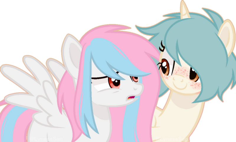 Size: 1024x619 | Tagged: safe, artist:lynesssan, derpibooru import, oc, oc:lyly, oc:lyness, unofficial characters only, pegasus, pony, unicorn, female, image, mare, png, simple background, transparent background