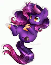 Size: 3219x4096 | Tagged: safe, artist:miokomata, artist:tawnysweet, derpibooru import, oc, oc:wry glimmer, demon, demon pony, original species, demon horns, horns, image, jpeg, simple background, solo, white background