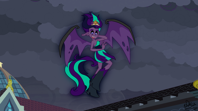 Size: 1920x1080 | Tagged: safe, artist:1alexgreen1, derpibooru import, starlight glimmer, demon, equestria girls, equestria girls (movie), alternate universe, base used, canterlot high, crown, element of empathy, female, image, jewelry, png, regalia, solo