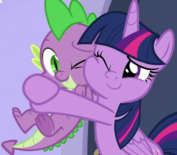 Size: 1231x1080 | Tagged: safe, derpibooru import, screencap, spike, twilight sparkle, twilight sparkle (alicorn), alicorn, dragon, pony, the ending of the end, cheek squish, cropped, cute, daaaaaaaaaaaw, female, hug, image, male, mare, one eye closed, png, smiling, spikabetes, spikelove, squishy cheeks, twiabetes, weapons-grade cute, winged spike