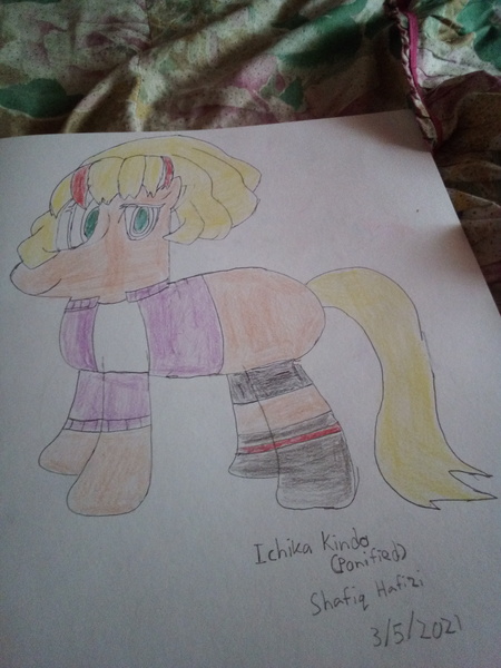 Size: 3120x4160 | Tagged: safe, ponified, pony, crossover, female, ichika kindo, image, jpeg, mare, purple coat, underclothing