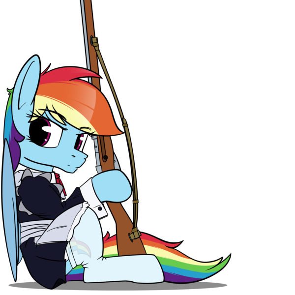Size: 4700x4700 | Tagged: safe, artist:dacaoo, derpibooru import, rainbow dash, clothes, gun, image, png, simple background, socks, stockings, thigh highs, transparent background, weapon