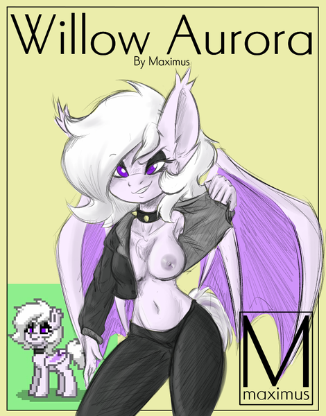 Size: 737x941 | Tagged: questionable, artist:maximus, derpibooru import, oc, oc:willow aurora, anthro, bat pony, pony, pony town, female, female oc, image, nipples, nudity, png, solo, wings