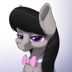 Size: 2000x2000 | Tagged: safe, artist:aquaticvibes, derpibooru import, octavia melody, earth pony, pony, bowtie, bust, female, gradient background, image, mare, png, solo