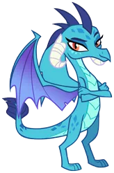 Size: 6186x9450 | Tagged: safe, artist:andoanimalia, derpibooru import, princess ember, dragon, triple threat, crossed arms, dragoness, female, image, looking at you, png, simple background, smiling, smirk, solo, transparent background, vector