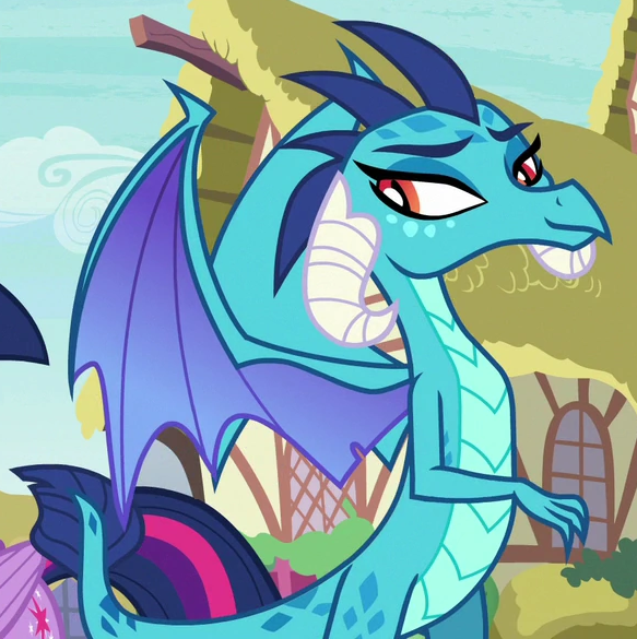 Size: 583x585 | Tagged: safe, derpibooru import, screencap, princess ember, twilight sparkle, triple threat, cropped, image, png, solo focus