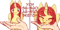 Size: 3000x1500 | Tagged: safe, artist:nika-rain, derpibooru import, oc, human, pony, any gender, any race, any species, auction, auction open, commission, cute, hand, image, jpeg, solo, uwu, ych sketch, your character here