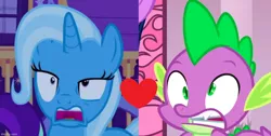 Size: 964x485 | Tagged: safe, derpibooru import, edit, edited screencap, screencap, spike, trixie, princess twilight sparkle (episode), to where and back again, female, heart, image, male, png, shipping, shipping domino, spixie, straight