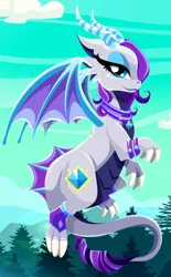 Size: 1040x1676 | Tagged: safe, artist:unicornsmile, derpibooru import, rarity, dragon, dragoness, dragonified, female, image, png, raridragon, solo, species swap, wings