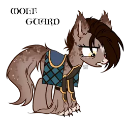 Size: 1820x1708 | Tagged: safe, artist:witchs_circle, derpibooru import, oc, oc:highland howl, unofficial characters only, earth pony, pony, were-pony, werewolf, armor, ear fluff, female, gritted teeth, guard, image, mare, markings, png, simple background, solo, transparent background