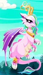 Size: 1036x1772 | Tagged: safe, artist:unicornsmile, derpibooru import, princess celestia, dragon, dragoness, dragonified, dragonlestia, female, image, png, solo, species swap, wings