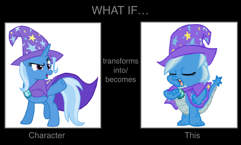 Size: 1050x630 | Tagged: safe, artist:mega-poneo, derpibooru import, trixie, dragon, pony, unicorn, cape, clothes, dragoness, dragonified, female, hat, image, mare, meme, png, species swap, transformation, trixie's cape, trixie's hat, trixiedragon