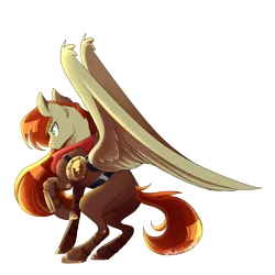 Size: 6000x6000 | Tagged: safe, artist:mapleicious, artist:mapleiciousmlp, derpibooru import, oc, oc:bracer, unofficial characters only, pegasus, pony, armor, emw:mmmm, image, leather armor, png, wings