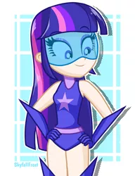 Size: 1448x1888 | Tagged: safe, artist:skyfallfrost, derpibooru import, twilight sparkle, equestria girls, clothes, human coloration, image, leotard, magic gaia, png, solo, super suit