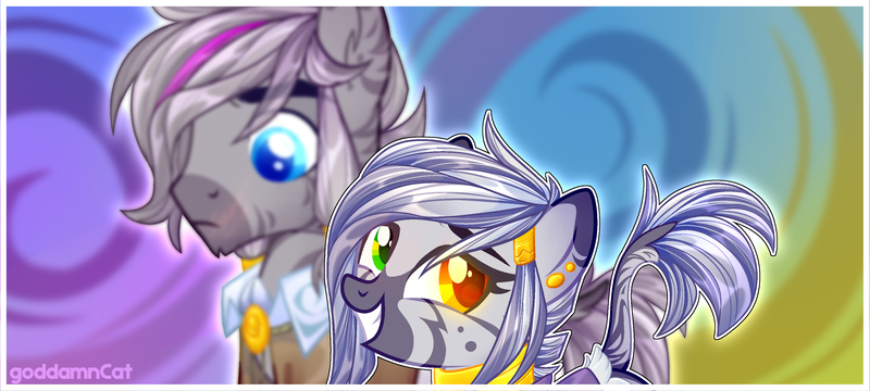 Size: 3283x1477 | Tagged: safe, artist:goddamncat, derpibooru import, oc, unofficial characters only, hybrid, zebra, zony, adoptable, adoption, base used, derpibooru exclusive, half-pony, heterochromia, image, jewel, jewelry, pigtails, png, simple background, solo, zebra oc, zony oc