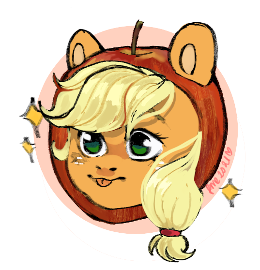 Size: 537x558 | Tagged: safe, artist:amethesaladhair, derpibooru import, applejack, earth pony, apple, applejack becoming an apple, commission, commissioner:raritybro, cute, food, food transformation, image, jackabetes, png, simple background, solo, that pony sure does love apples, tongue out, transformation, ych result