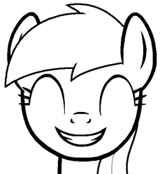 Size: 486x530 | Tagged: safe, artist:kyokinokeaseda, derpibooru import, noi, earth pony, pony, black and white, coloring page, cute, eyes closed, female, filly, grayscale, grin, image, lineart, monochrome, noiabetes, png, simple background, smiling, white background