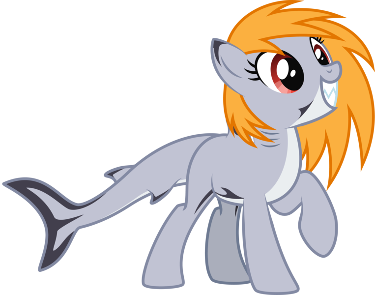 Size: 2786x2191 | Tagged: safe, artist:lightning stripe, derpibooru import, edit, oc, oc:blazen trail, unofficial characters only, hybrid, original species, pony, shark, shark pony, 2021, commission, cute, derpibooru exclusive, eyelashes, grin, image, ocbetes, one hoof raised, orange hair, orange mane, png, red eyes, shark tail, shark teeth, sharp teeth, show accurate, simple background, smiling, solo, teeth, transparent background, vector